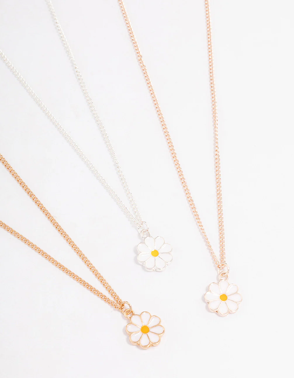 Mixed Metal White Flower Necklace Set