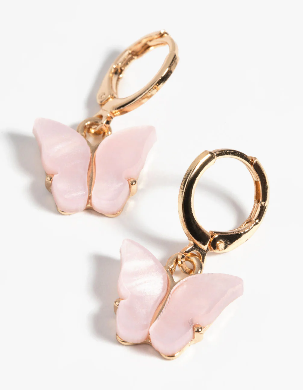 Gold & Pink Butterfly Necklace & Earring Set - Image 4