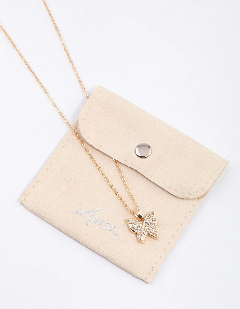 Gold Pave Butterfly Necklace & Polishing Set - Image 2
