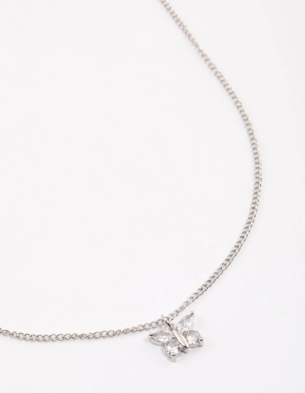 Silver Diamante Butterfly Necklace & Polishing Set