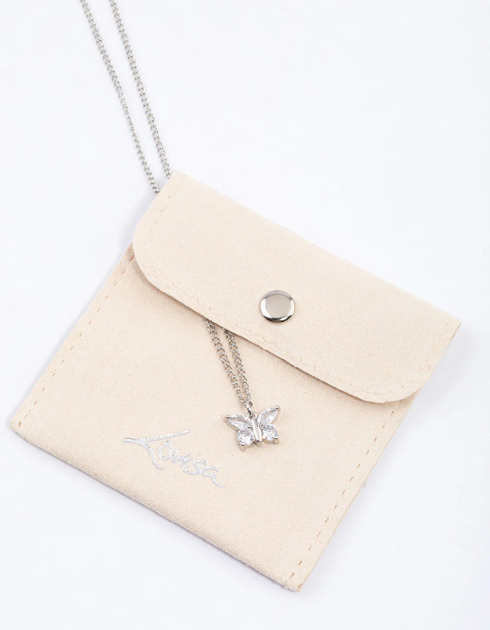 Silver Diamante Butterfly Necklace & Polishing Set - Image 2