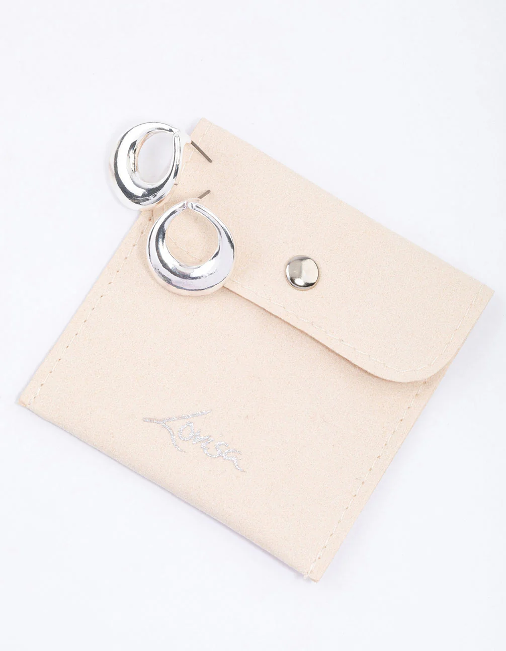 Silver Open Circle Stud Earrings & Polishing Set - Image 2