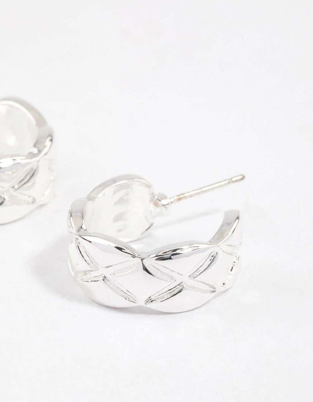 Silver Quilted Hoop Earrings & Polishing Set - Image 3