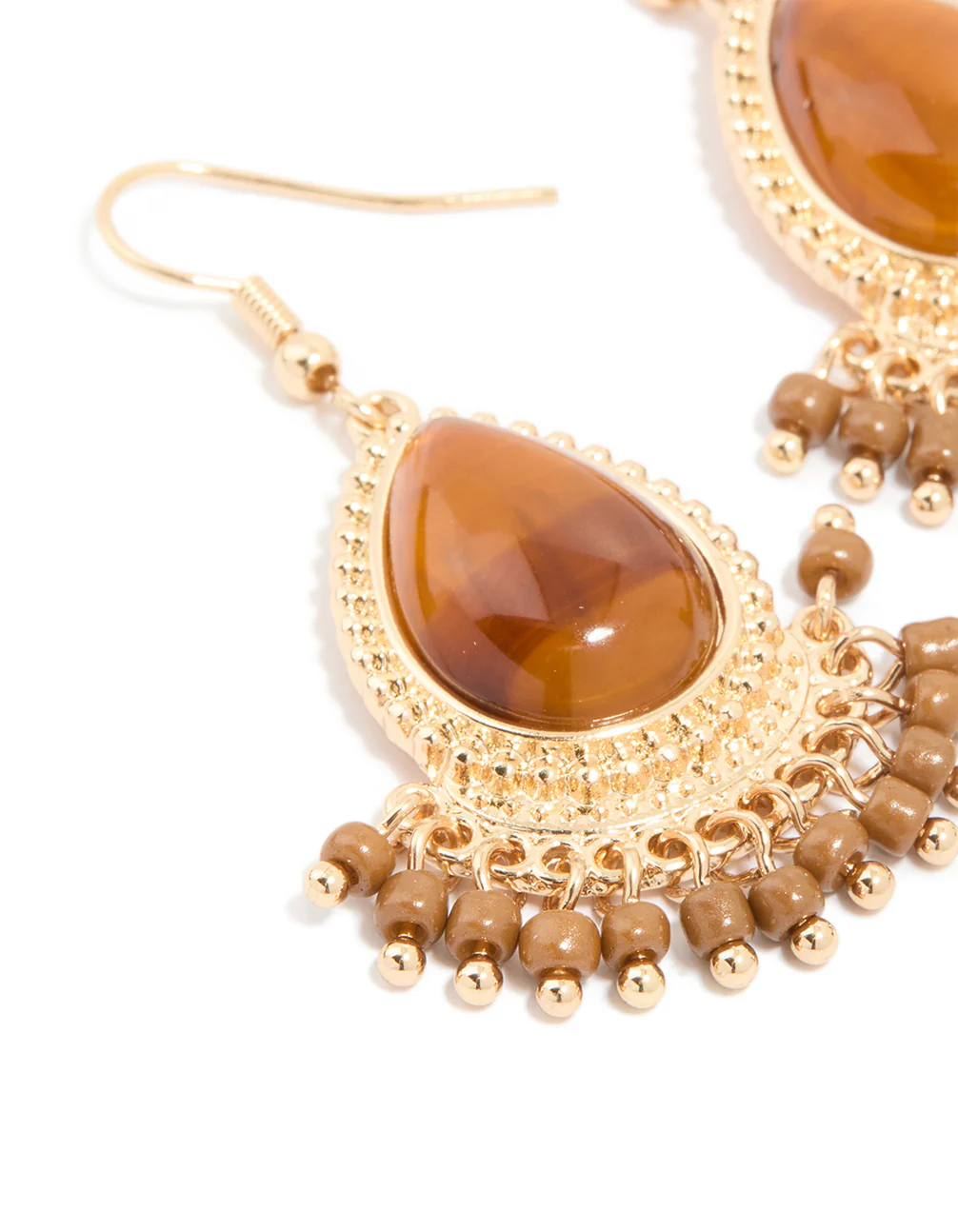 Gold Acrylic Teardrop Earrings - Image 4