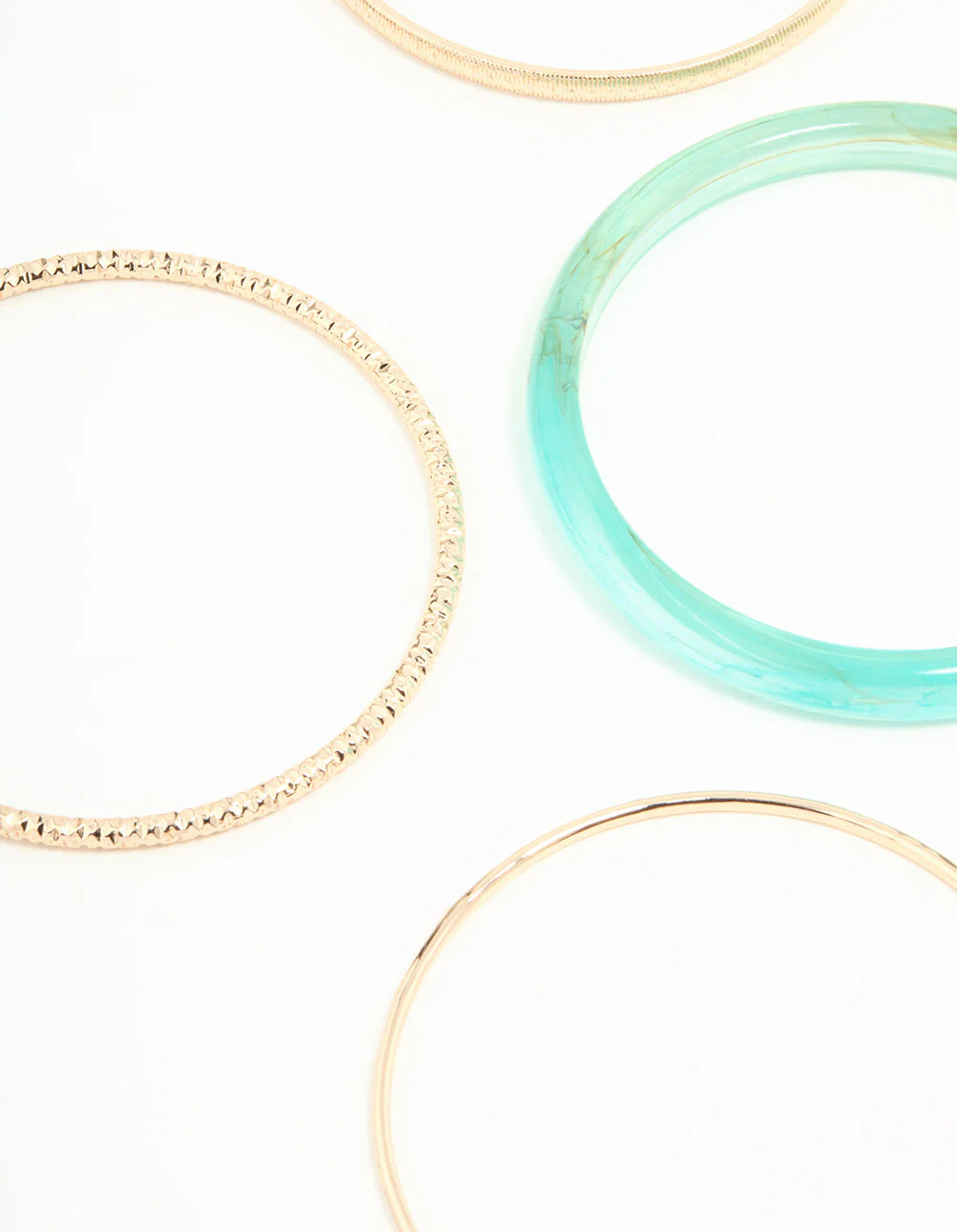 Gold & Acrylic Twisted Bangles 6-Pack - Image 2