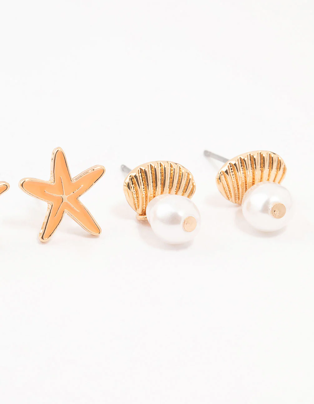 Gold Starfish, Shell & Sun Earrings 3-Pack - Image 3