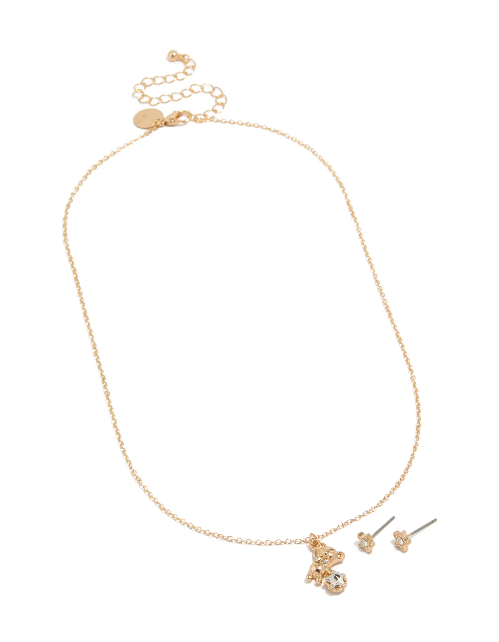 Gold Bear Star Necklace & Earrings Set - Image 2