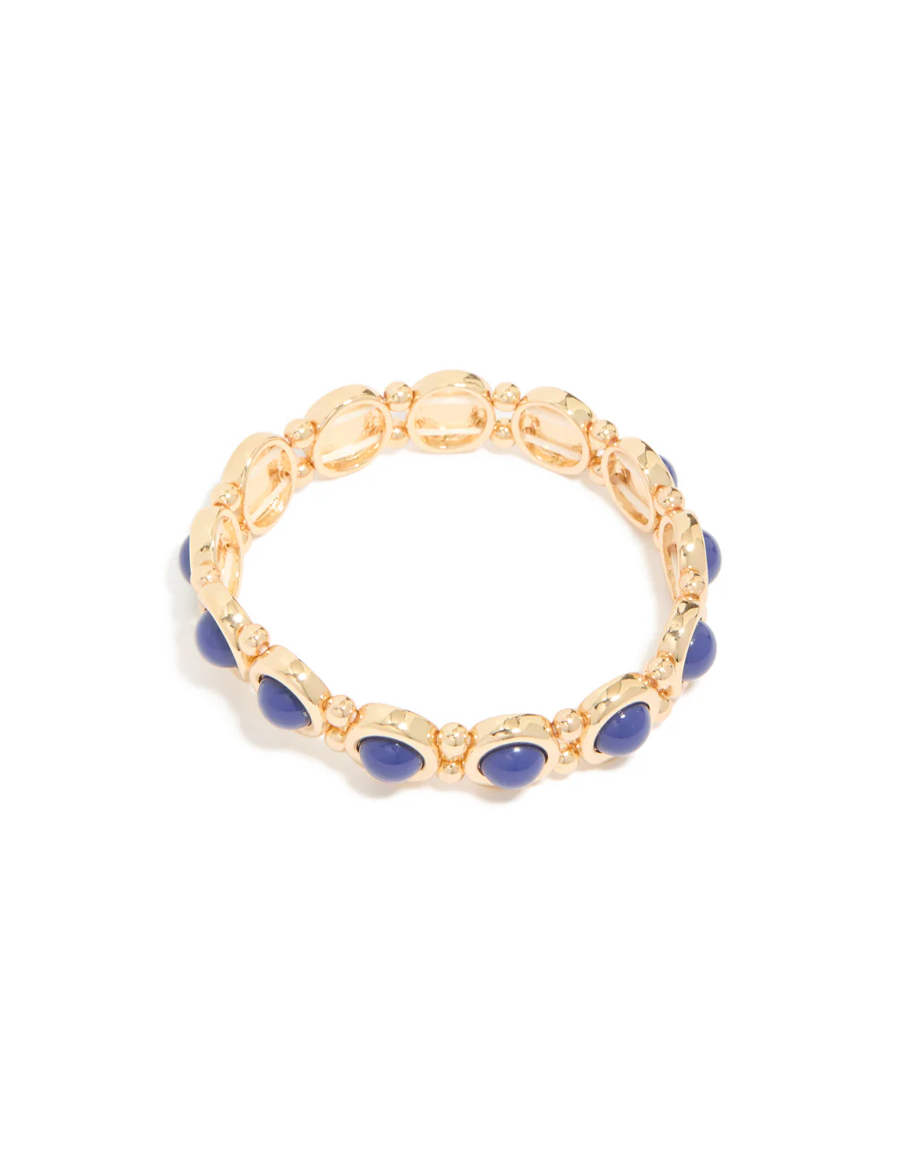 Gold Blue Organic Shape Stretch Bracelet - Image 2