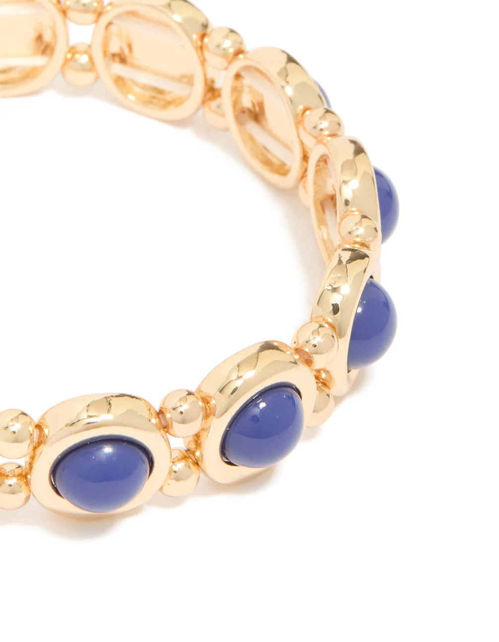 Gold Blue Organic Shape Stretch Bracelet - Image 4