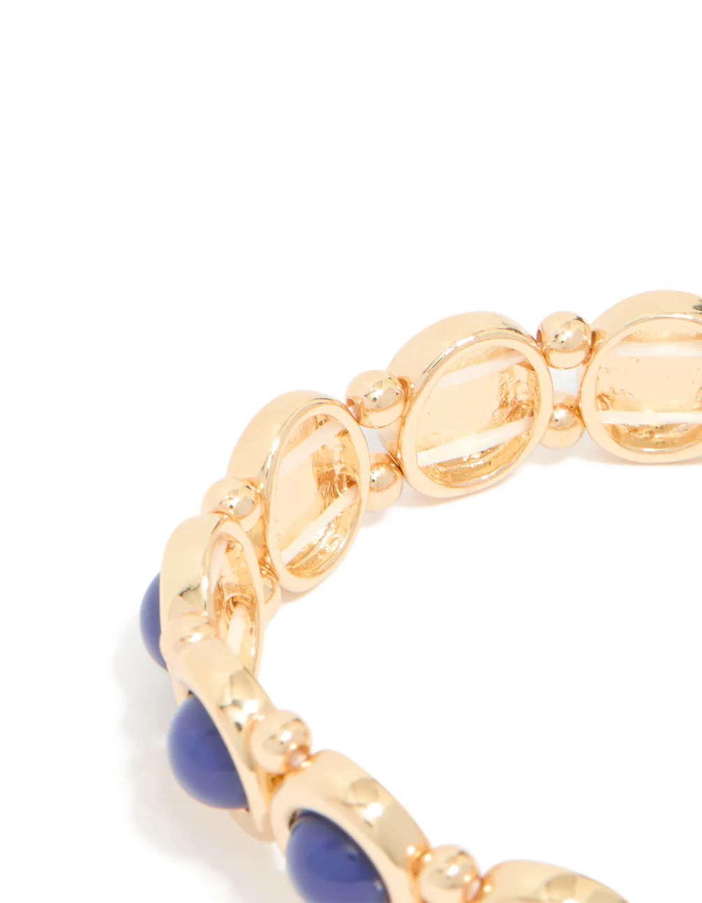 Gold Blue Organic Shape Stretch Bracelet - Image 5