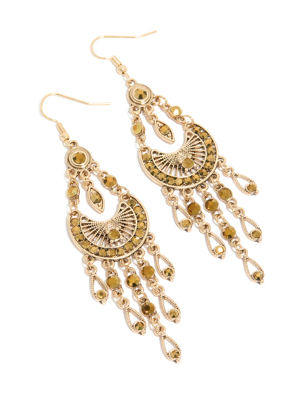 Gold Boho Dangly Drop Earrings - Image 2