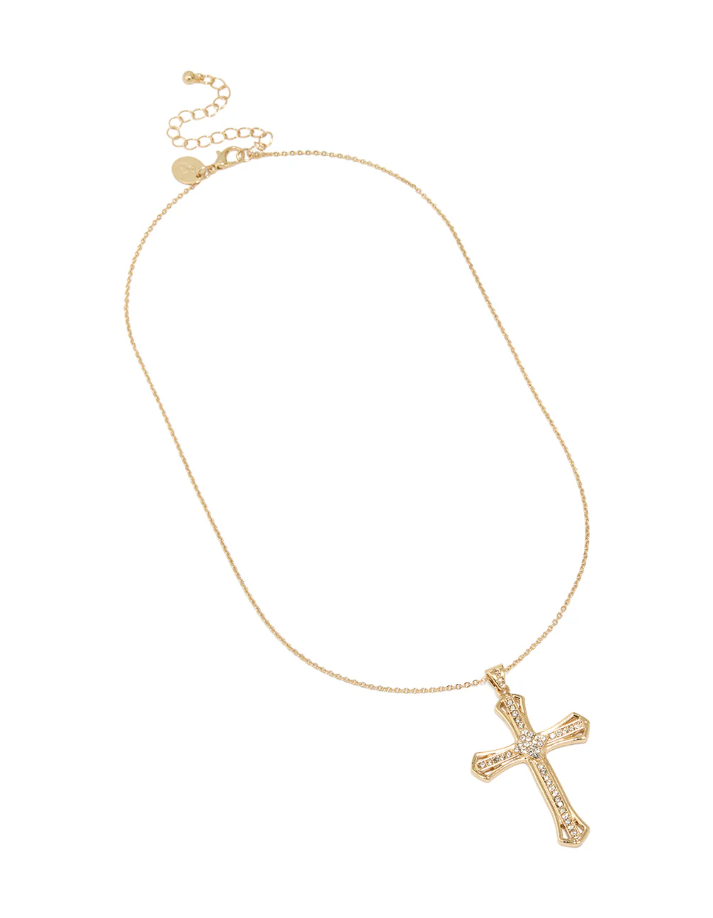 Gold Bold Diamante Cross Necklace - Image 2