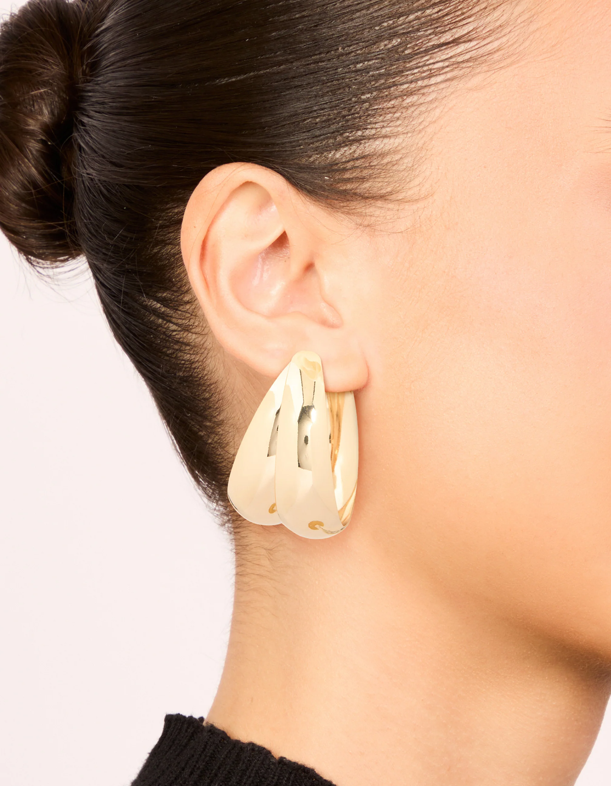 Gold Bold Double Open Hoop Earrings - Image 2