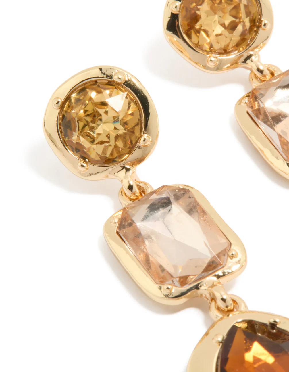 Gold Brown Diamantes Drop Earrings - Image 2