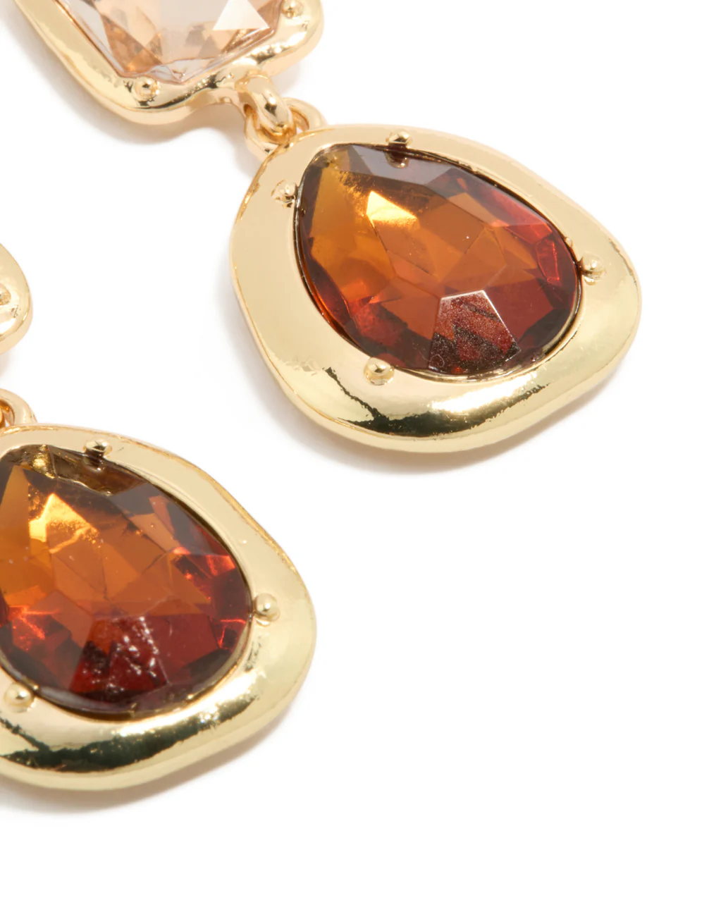 Gold Brown Diamantes Drop Earrings - Image 3