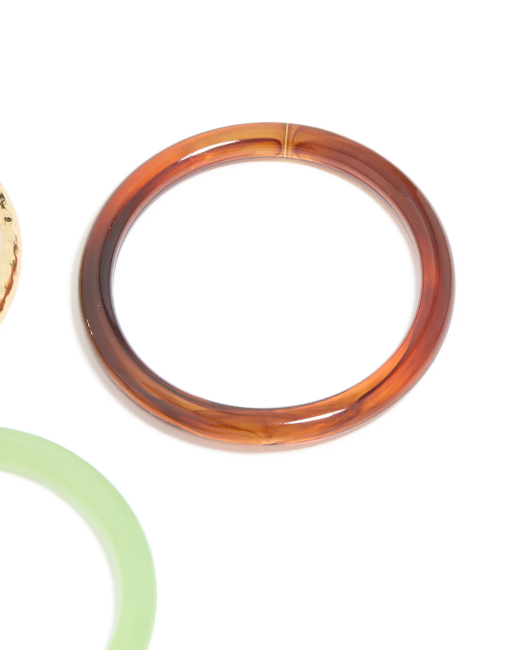 Gold Brown & Green Acrylic Bangles 3-Pack - Image 3