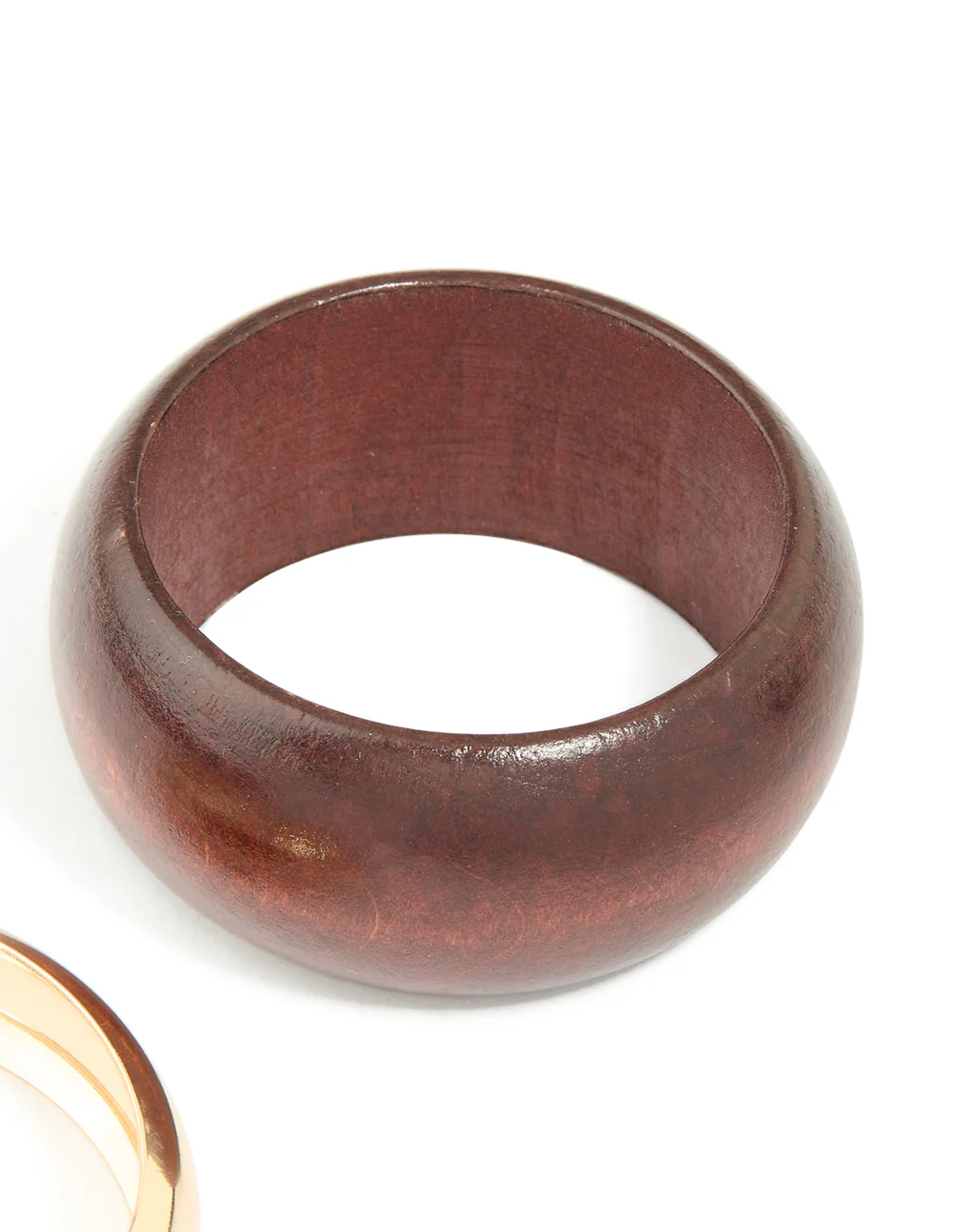Gold & Brown Wood Chunky Bangles 2-Pack - Image 3