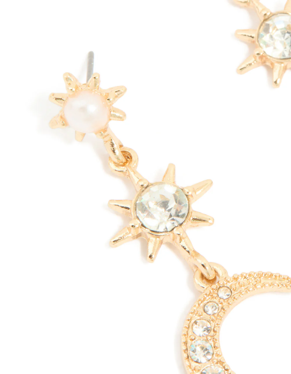 Gold Celestial Pearl Drop Earrings - Image 4