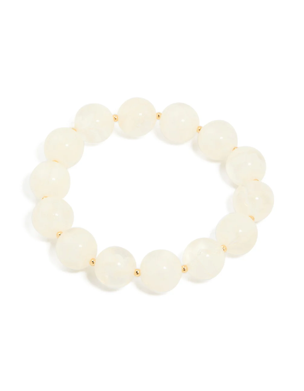 Gold Cream Acrylic Beaded Stretch Bracelet