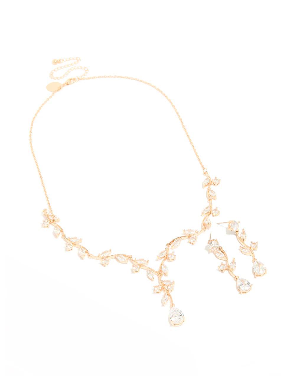 Gold Creeping Crystal Vine Necklace & Earrings Set - Image 3