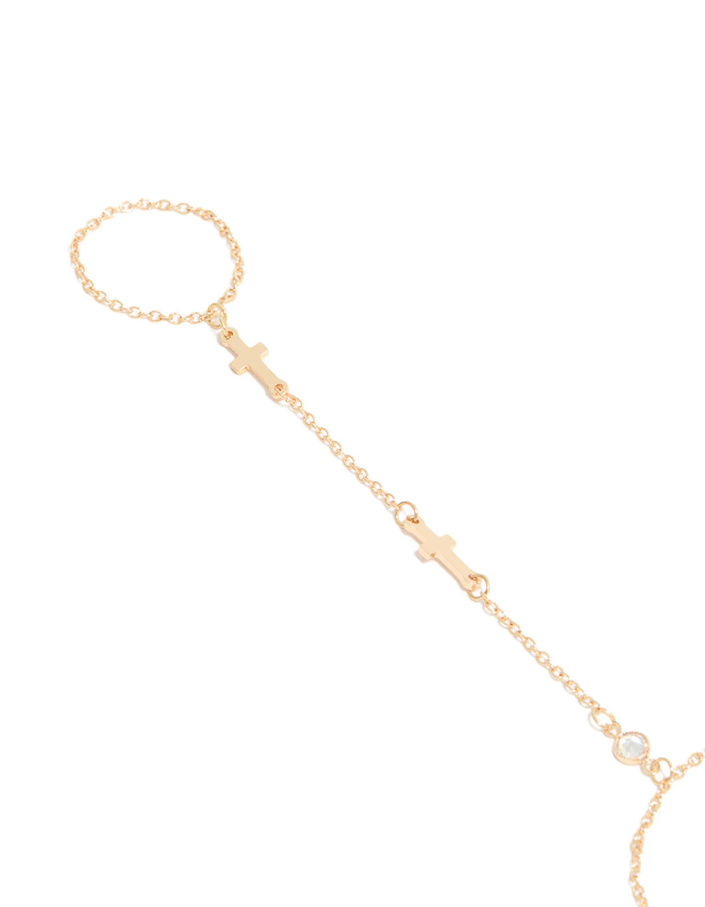 Gold Cross Pendant Hand Chain - Image 2