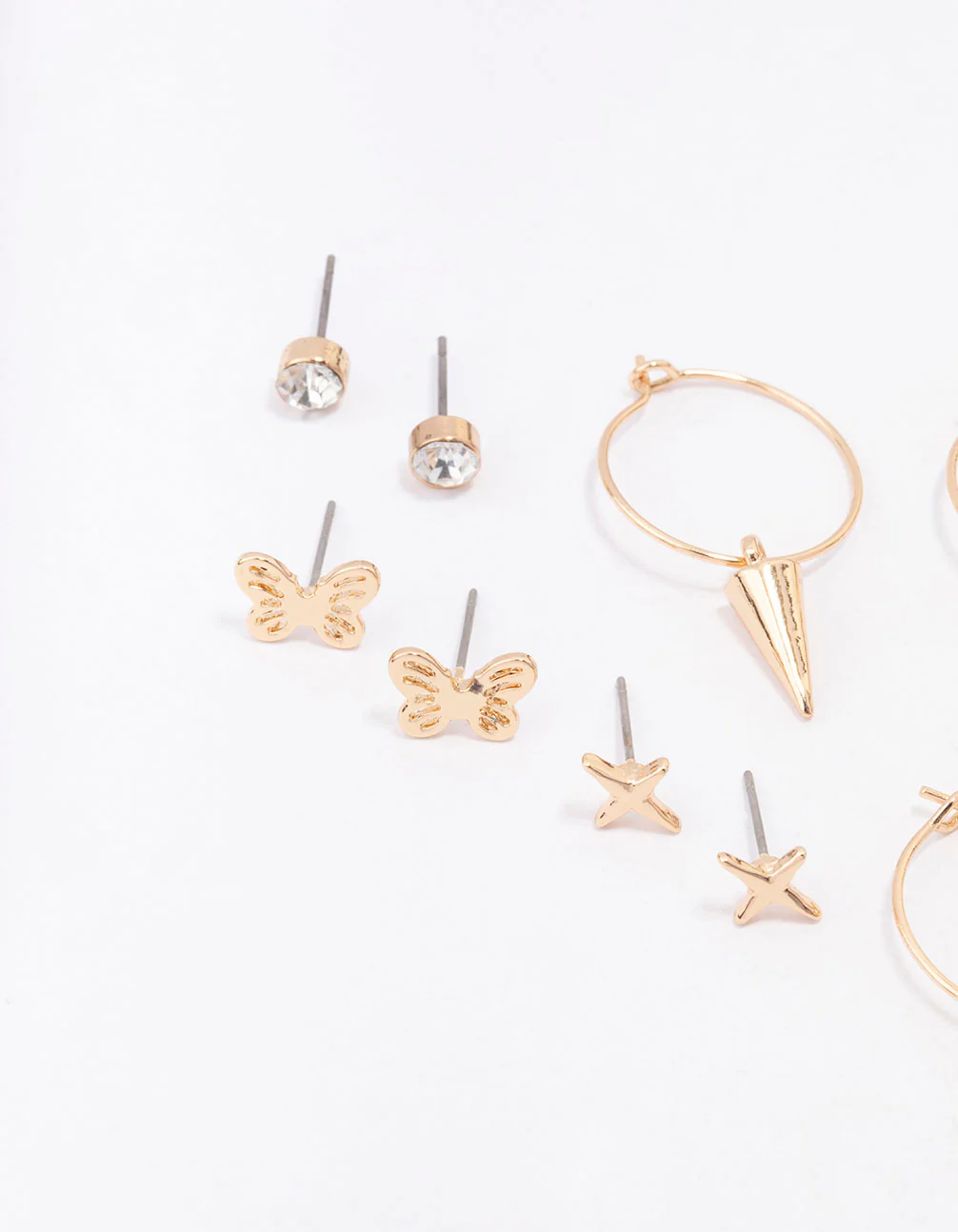 Gold Cross Pointed Earring 8-Pack - Image 2