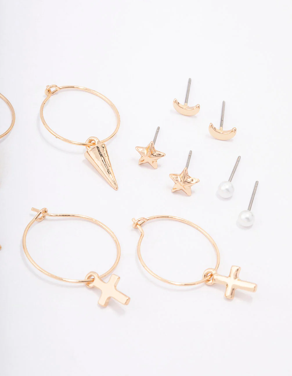 Gold Cross Pointed Earring 8-Pack - Image 3