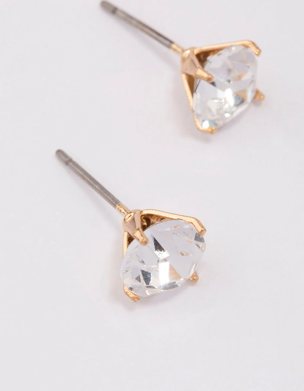 Gold Crystal Stud Earrings 7mm - Image 3