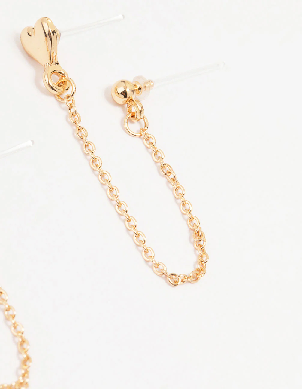 Gold Cubic Zirconia Chain Stud Earrings 4-Pack - Image 3
