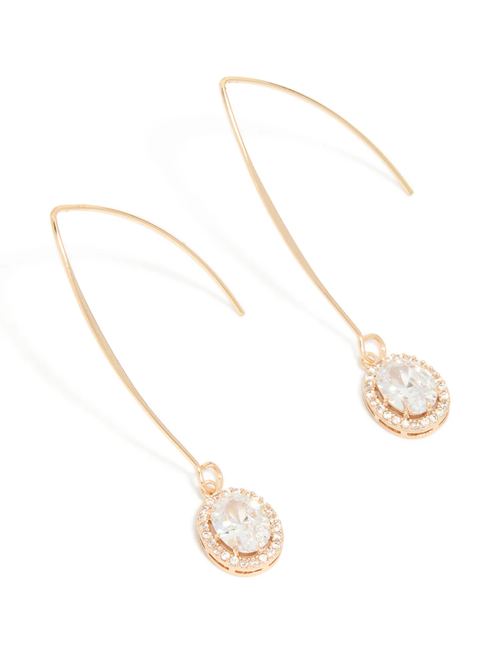 Gold Cubic Zirconia Dainty Circle Drop Earrings - Image 2