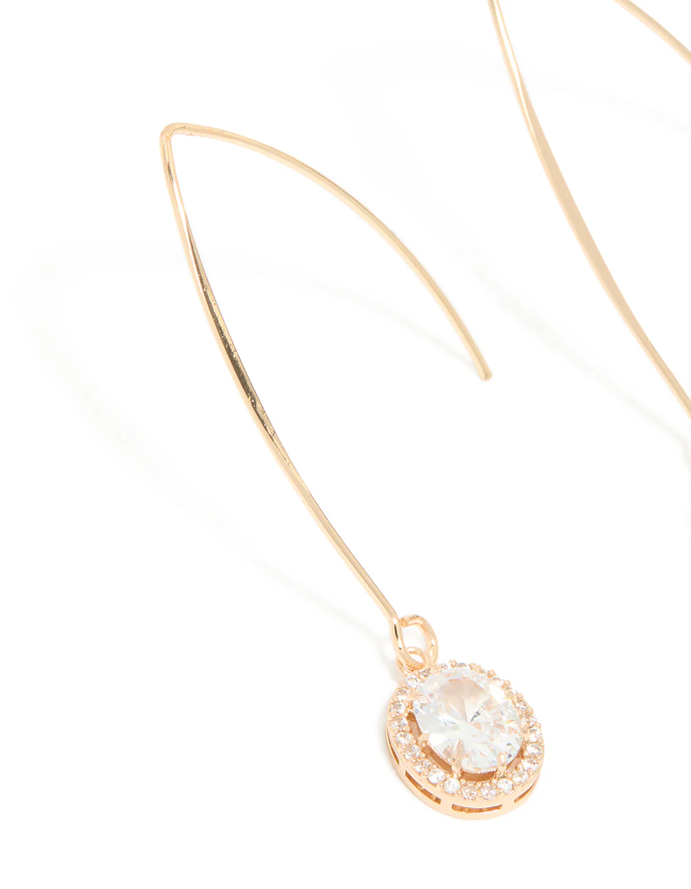 Gold Cubic Zirconia Dainty Circle Drop Earrings - Image 4