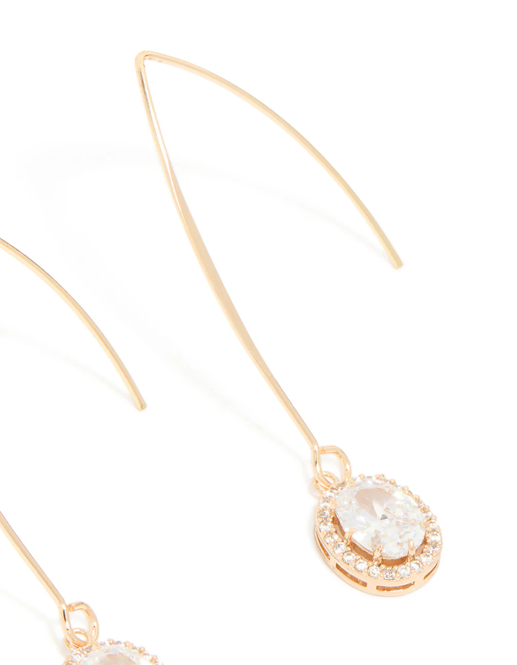 Gold Cubic Zirconia Dainty Circle Drop Earrings - Image 5