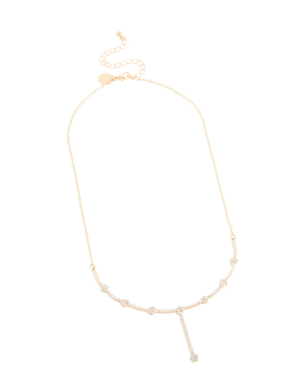 Gold Cubic Zirconia Floral Y-Necklace - Image 4