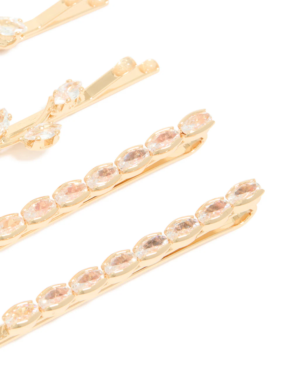 Gold Cubic Zirconia Flower & Oval Clips 4 Pack - Image 3