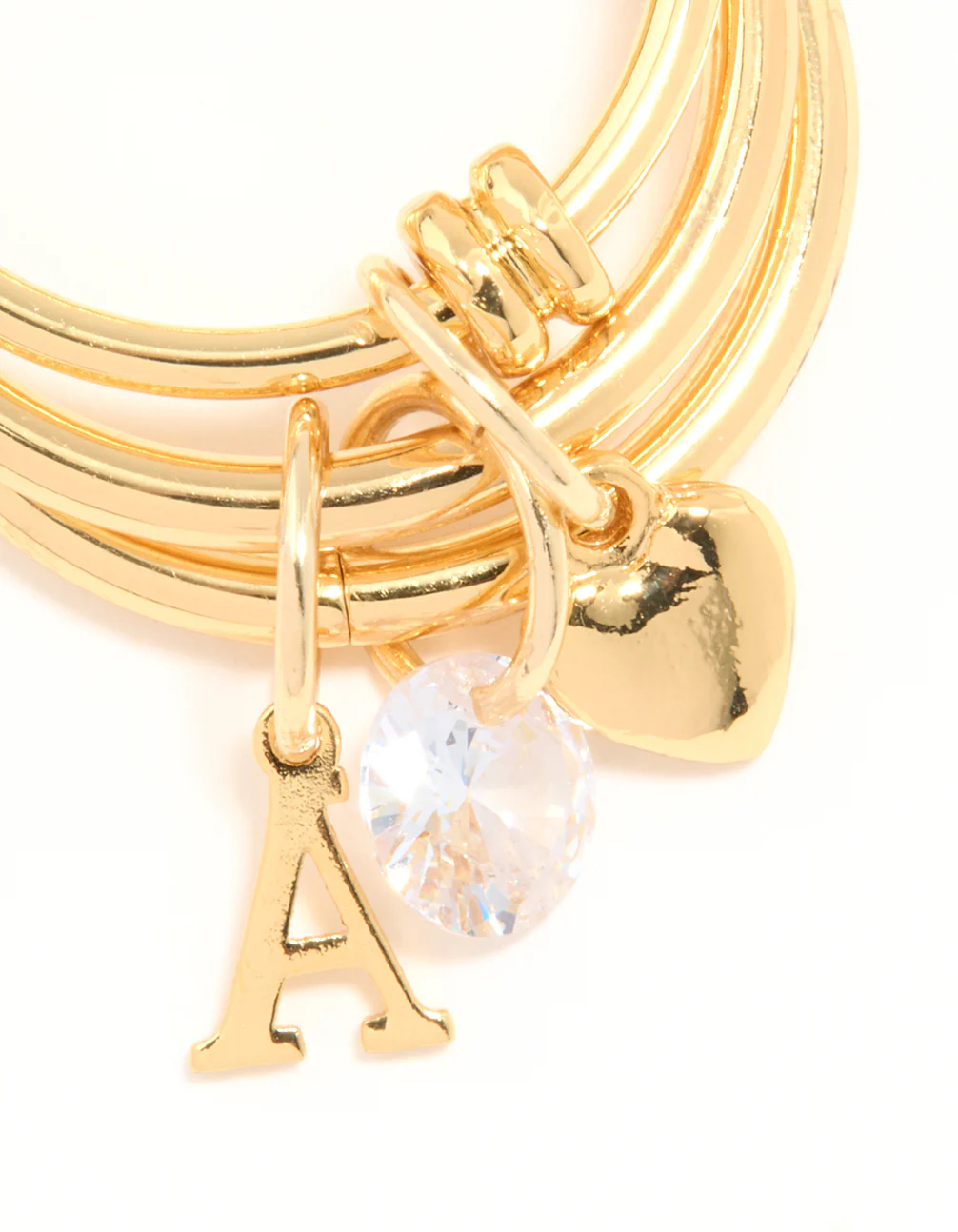 Gold Plated Cubic Zirconia Letter A Charm Ring - Image 2