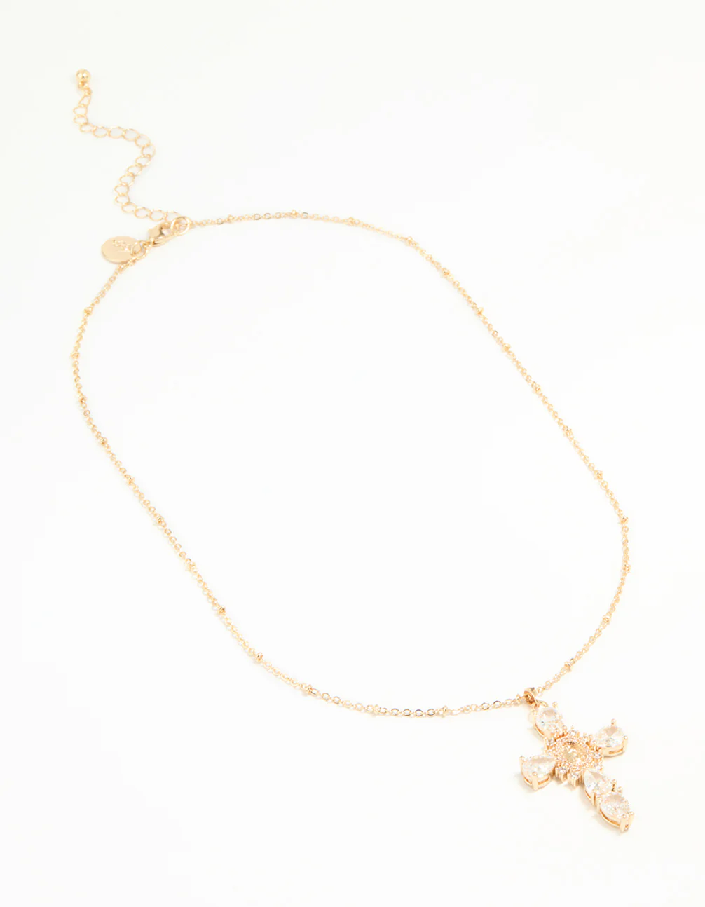 Gold Cubic Zirconia Mary Cross Necklace - Image 2