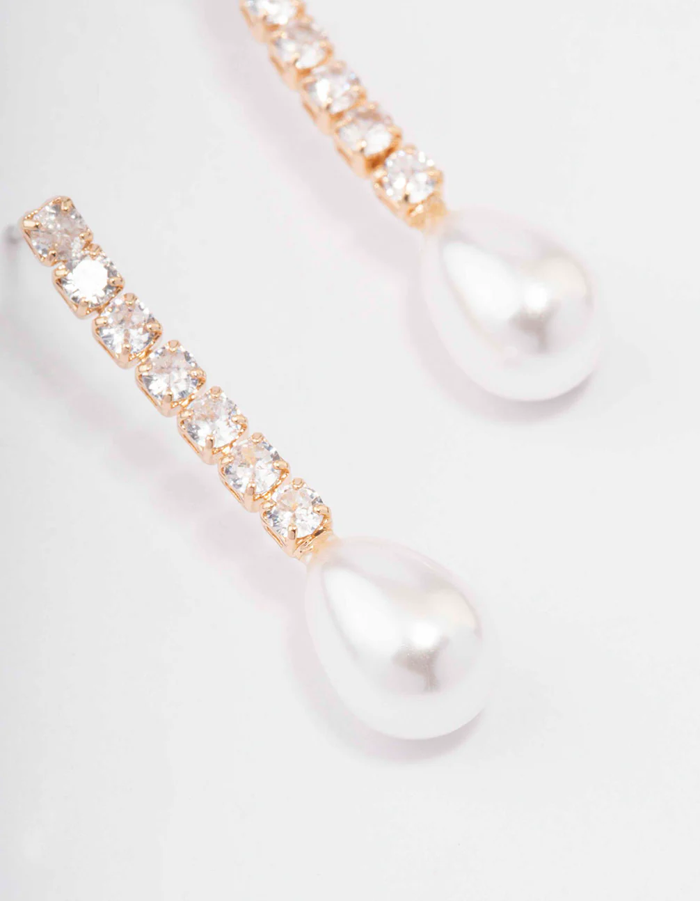 Gold Cubic Zirconia Pearl Drop Earrings - Image 3