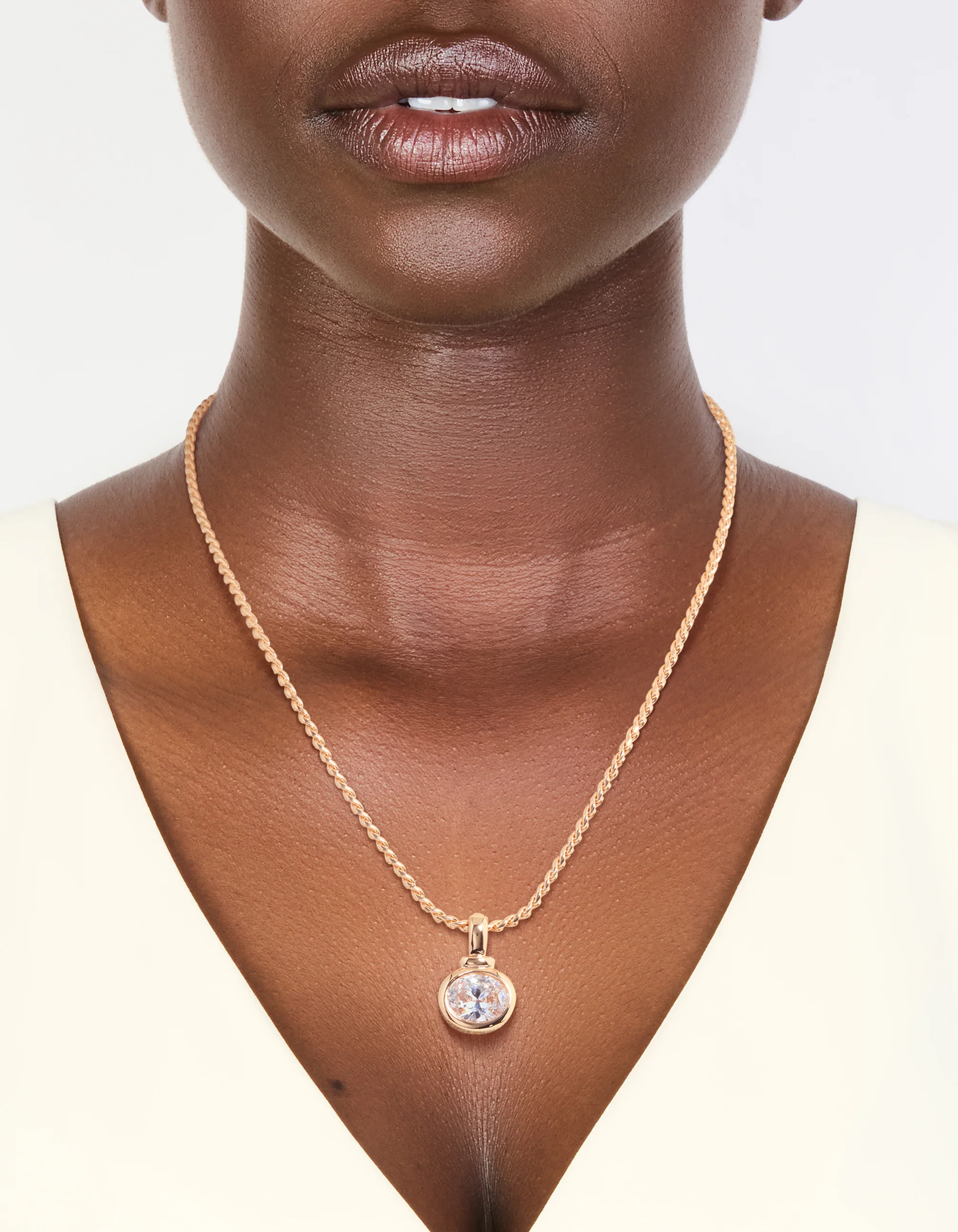 Gold Cubic Zirconia Pendant Necklace - Image 2