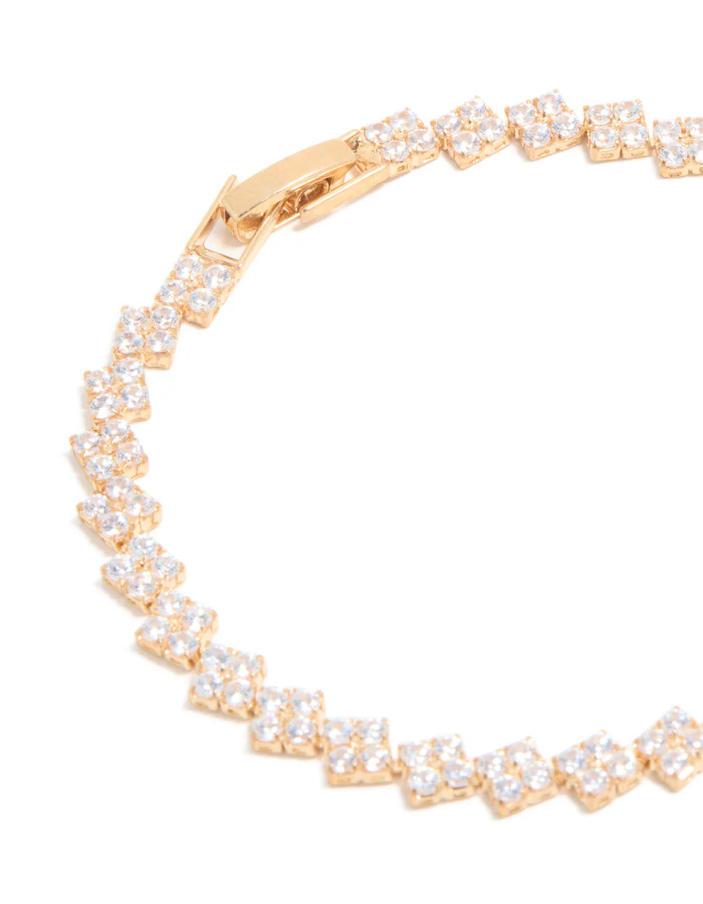Gold Cubic Zirconia Rectangular Tennis Bracelet - Image 5