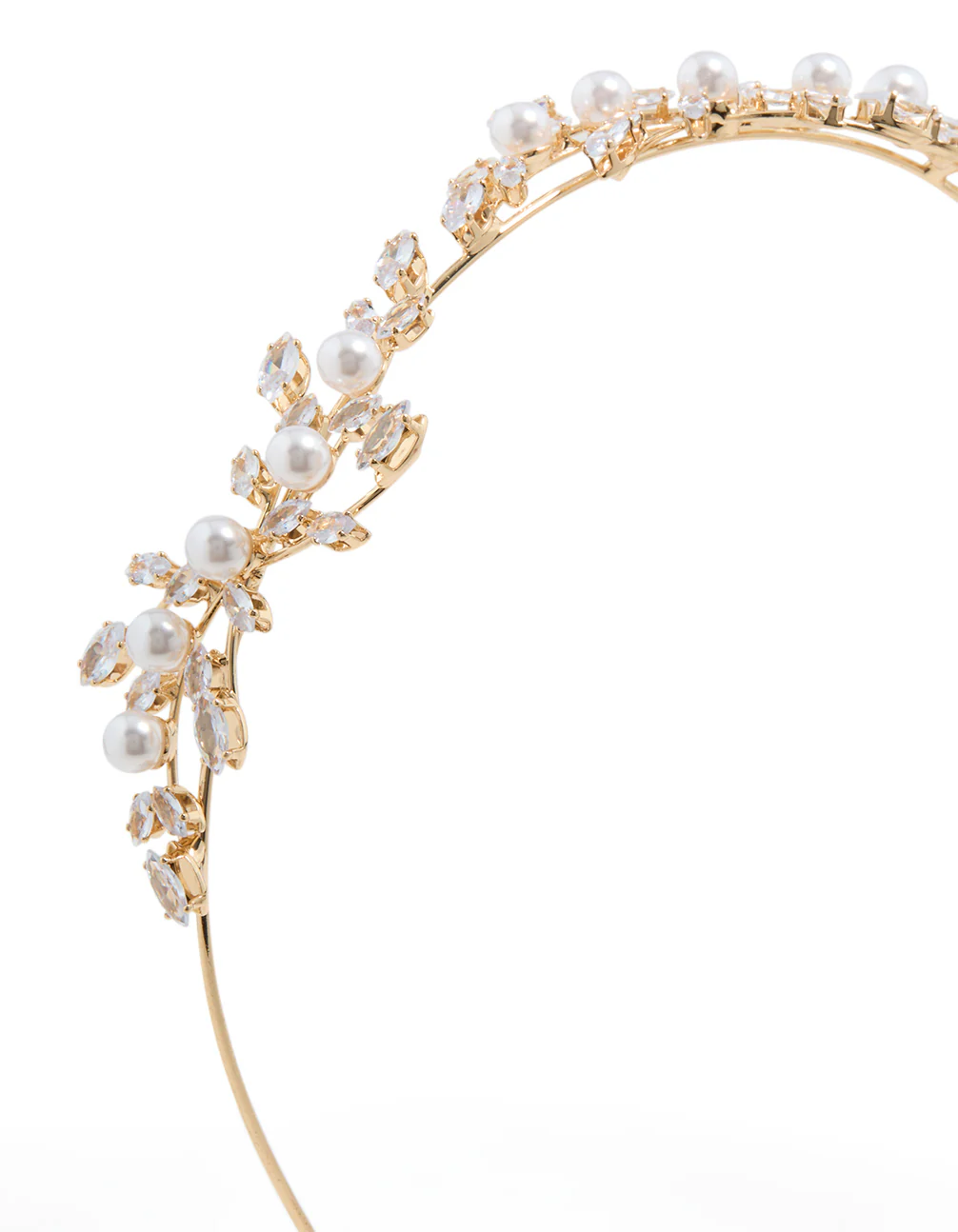 Gold Cubic Zirconia Vine & Pearl Headband - Image 2