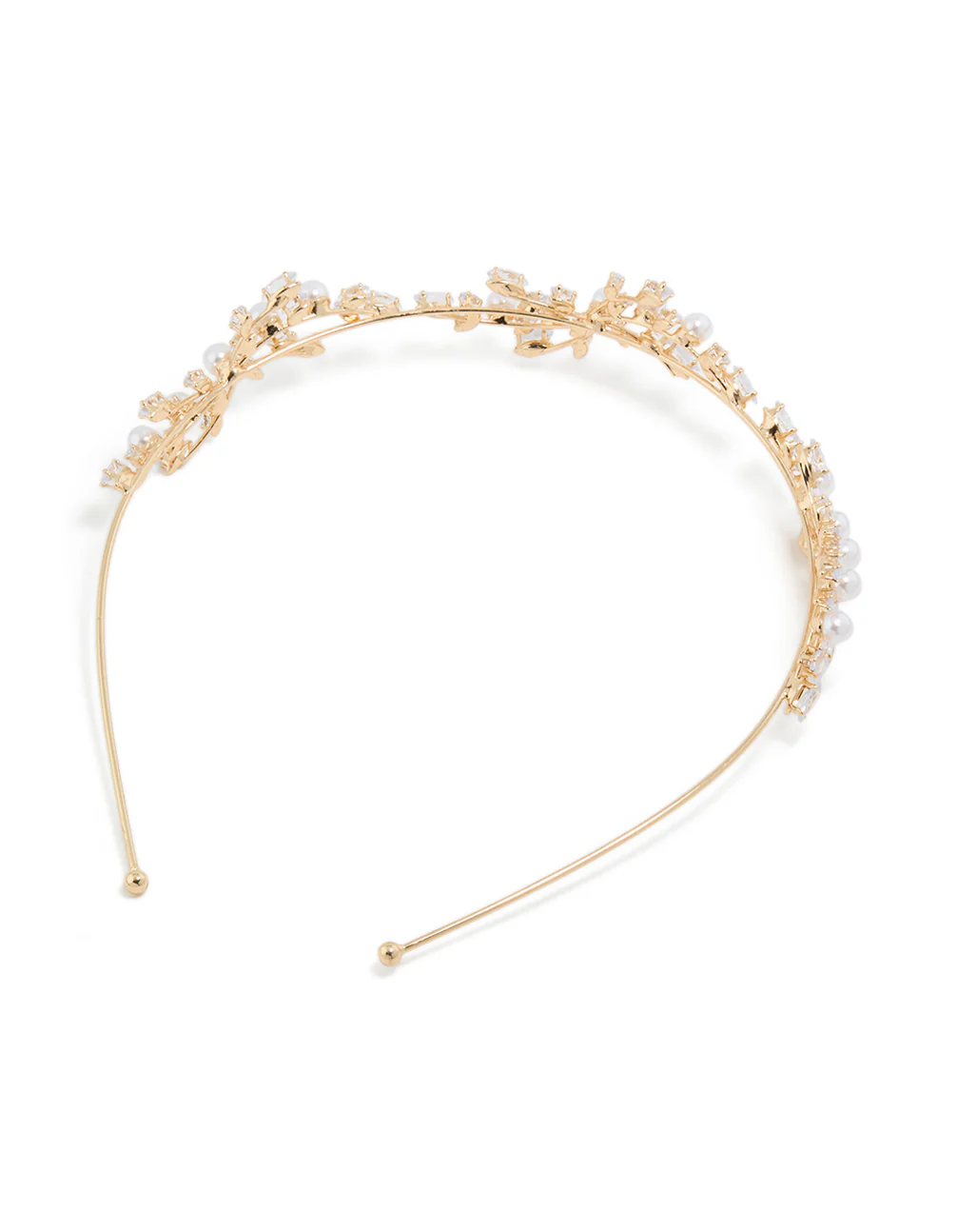 Gold Cubic Zirconia Vine & Pearl Headband - Image 3