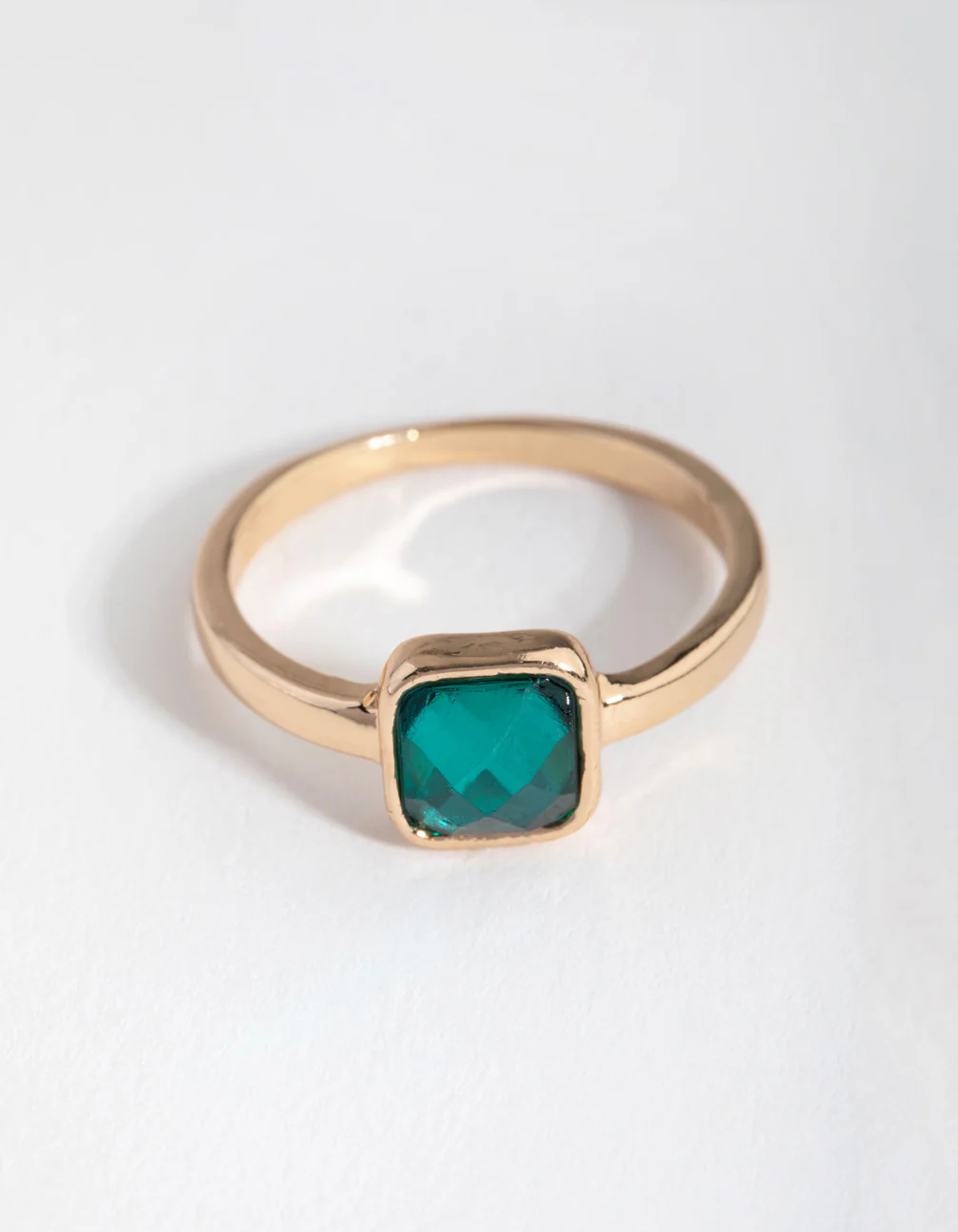 Gold Cushion Green Stone Ring - Image 2