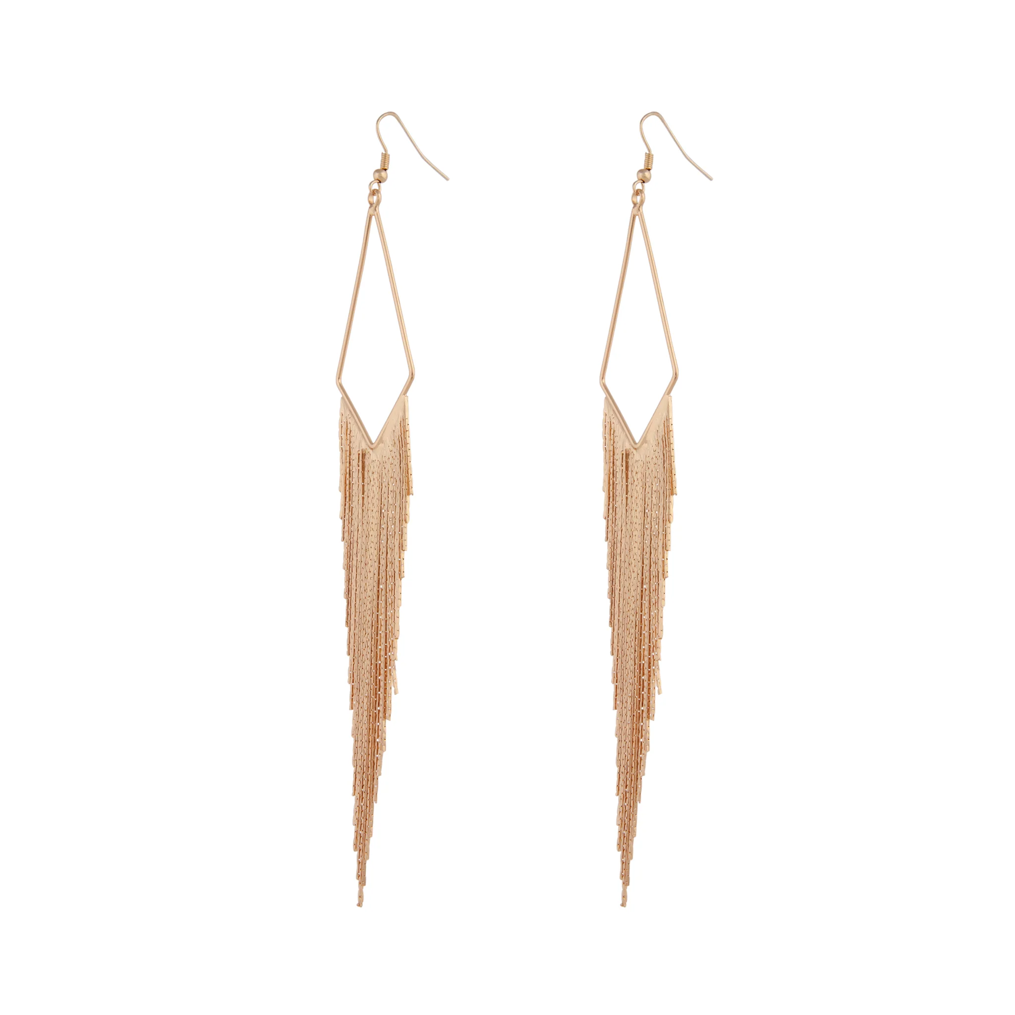 Gold Shiny Fringe Chain Earrings - Image 2