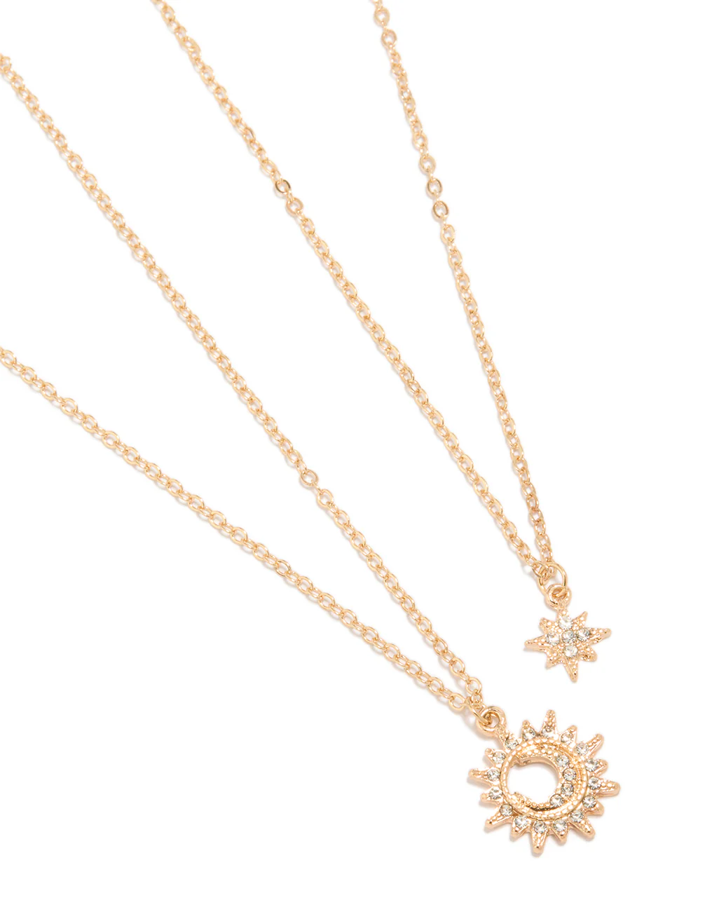 Gold Diamante Celestial Necklaces 2-Pack