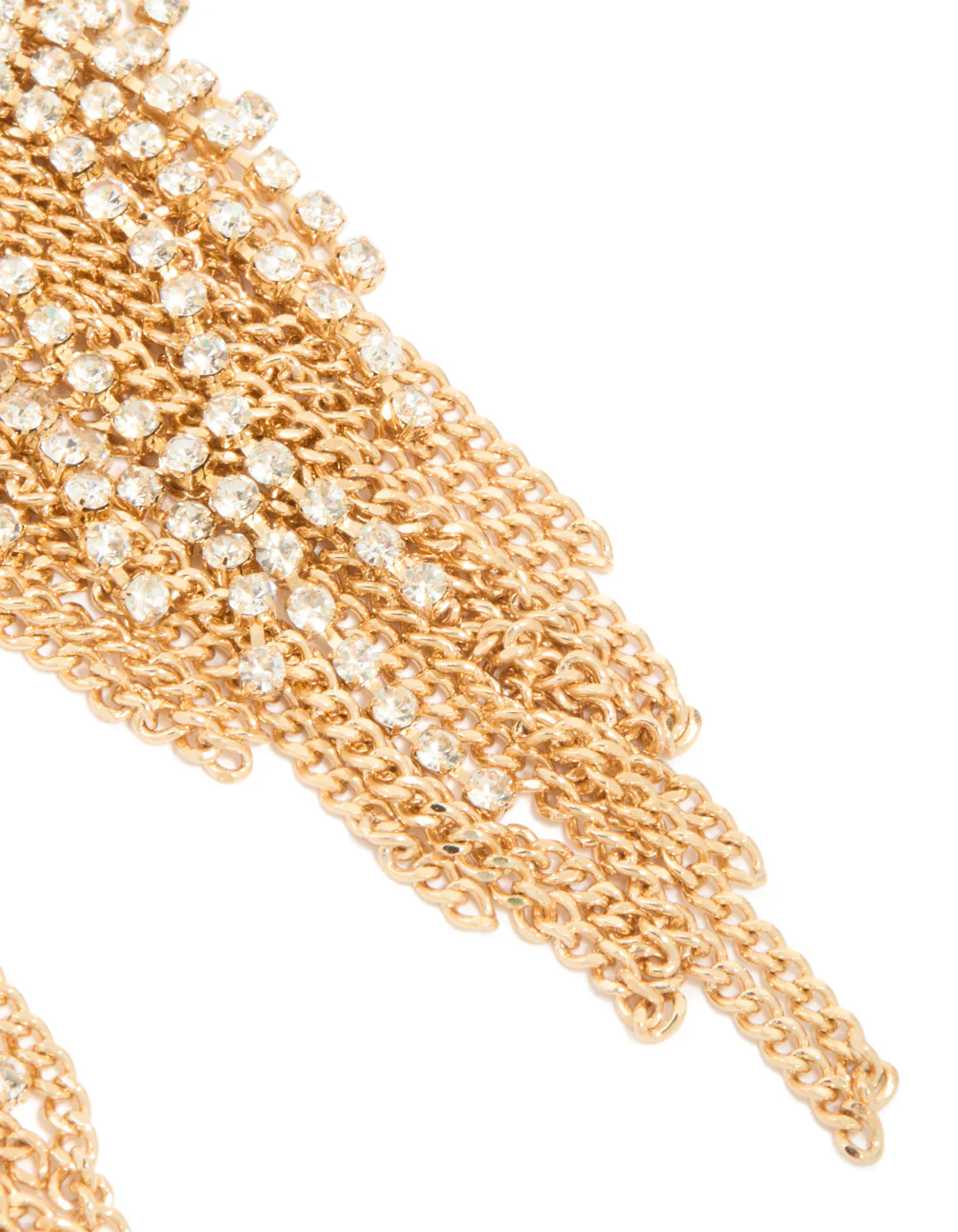 Gold Diamante Chain Fringe Earrings - Image 5