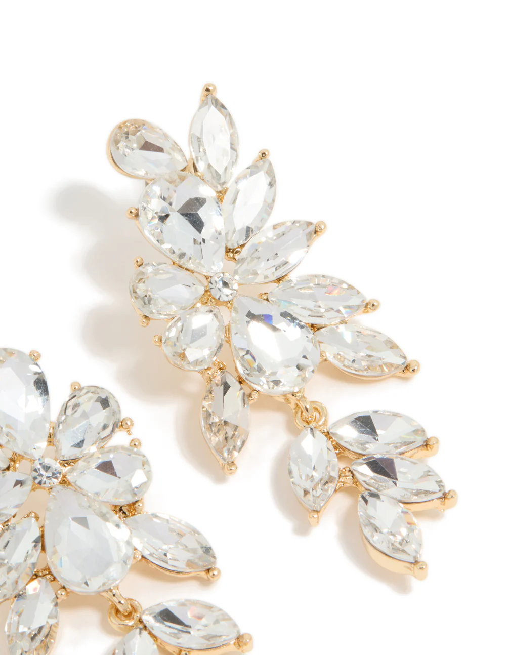 Gold Diamante Chunky Floral Drop Earrings - Image 5