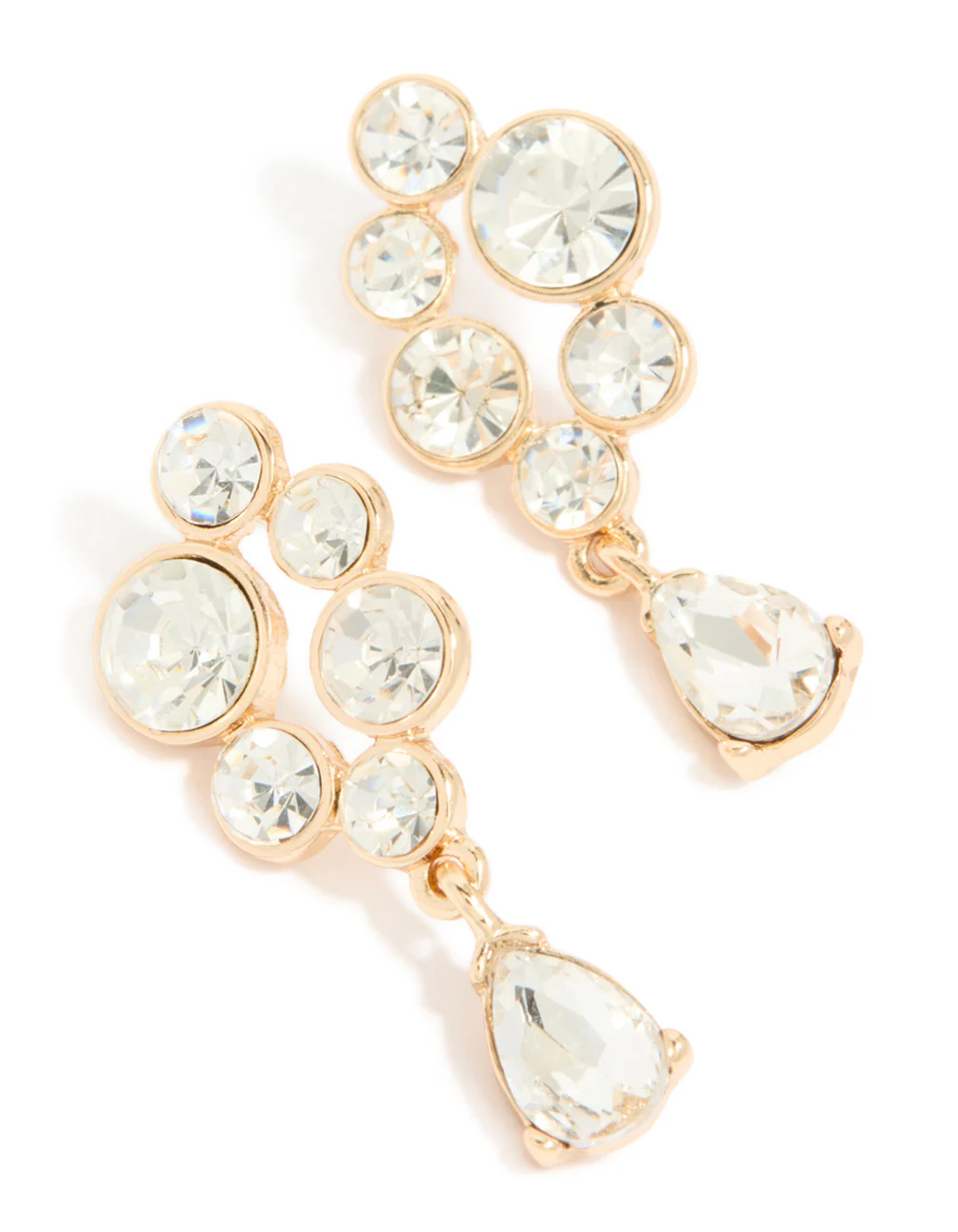Gold Diamante Cluster Chandelier Drop Earrings - Image 2