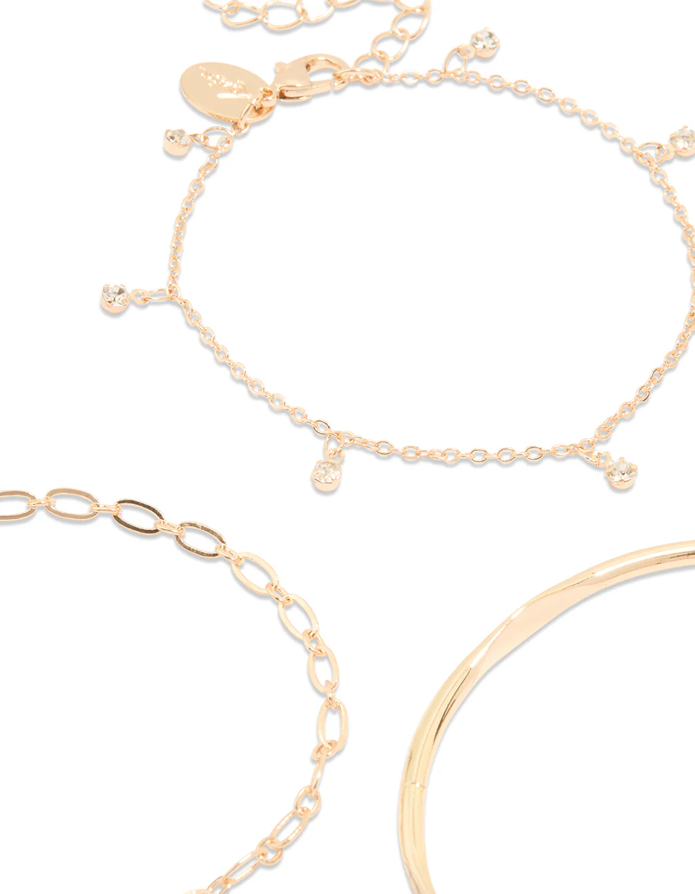 Gold Diamante & Droplet Bracelets 4-Pack - Image 2