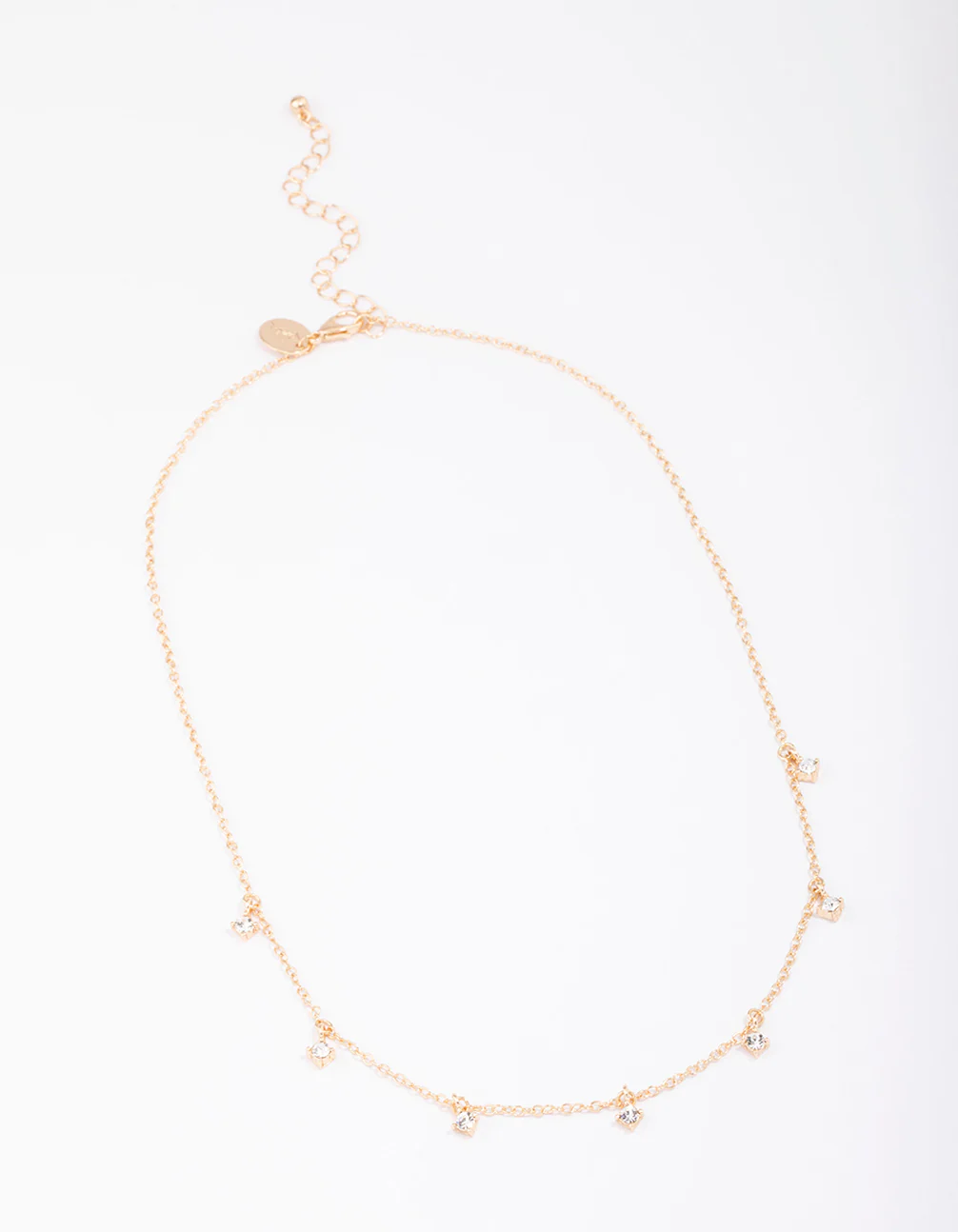Gold Diamante Droplet Short Necklace - Image 3