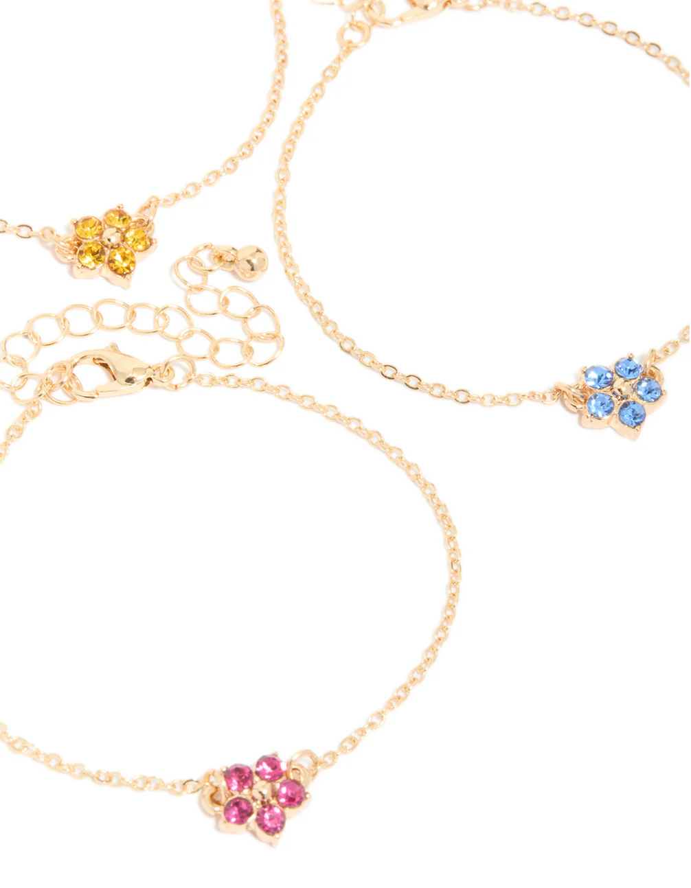 Gold Diamante Flower Bracelets 3-Pack - Image 2